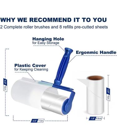 Lint Rollers for Pet Hair Remover Roller Sticky Roller Clothes Brush 600 Sheets Adhesive Roller with 10 Lint Roller Refills & 2 Handles for Coat Fabric Bed Fluff & Dust - Buy Online on SooperMarket.com