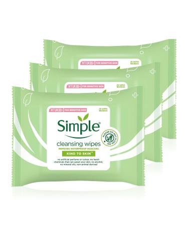Simple Kind To Skin 25 Cleansing Facial Wipes (3 pack) 25 Count (Pack of 3)