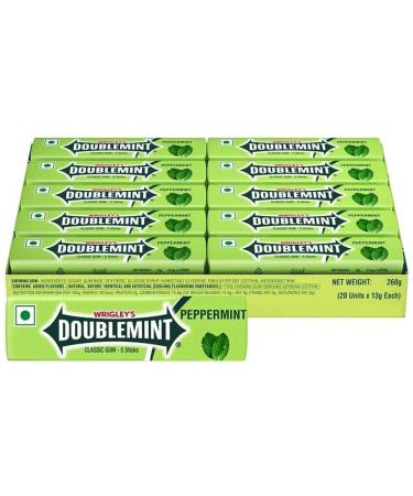 WRIGLEY'S DOUBLEMINT Peppermint Chewing Gum Bulk Pack - 20 x 5 Stick - 13.5g (Peppermint Chewing Gum)
