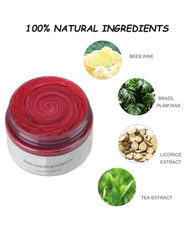 Temporary Hair Wax Color - Washable Hairstyle Dye for Men & Women | Natural Ingredients - 120g Red - Buy Online on SooperMarket.com