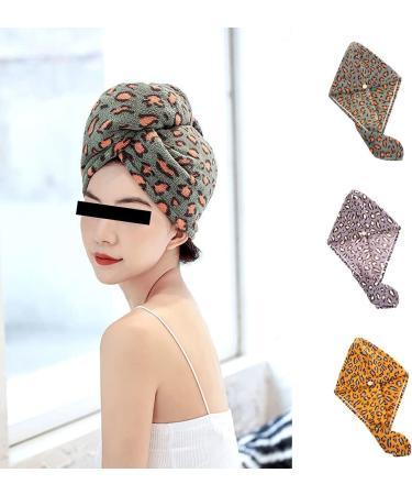 Seloobant Leopard Print Microfiber Towel Set - Super Absorbent Quick Dry Hair Towels (3 Pack) for Ultimate Hair Care - Buy Online on SooperMarket.com