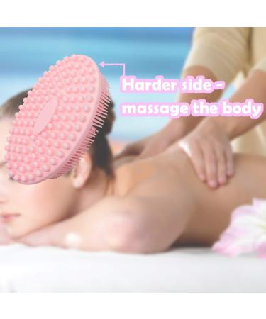 Multifunctional Silicone Body Scrubber Loofah - Soft, Skin-Friendly, Easy to Clean - Scalp Massage Tool - Durable & Hygienic - Ideal for People and Pets - Pink (1 Count) - Buy Online on SooperMarket.com