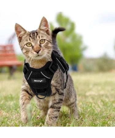 Breakproof Cat Leash Set & Adjustable Soft Kitten Vest - Reflective Stripes Black XS - Perfect for Small Kittens - Buy Online on SooperMarket.com