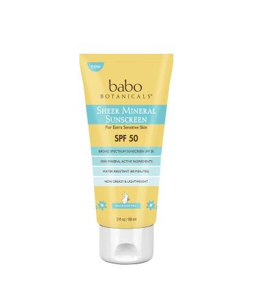 Babo Botanicals Sheer Mineral Sunscreen SPF 50 Fragrance Free 3 fl oz (89 ml)