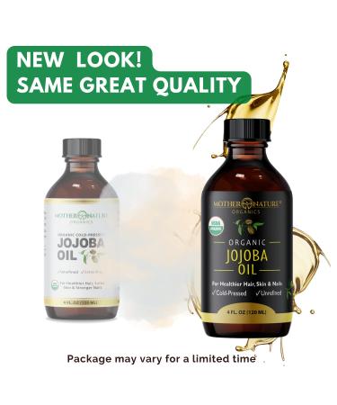 Mother Nature Jojoba Oil - USDA Certified Organic, 100% Pure, Cold Pressed & Unrefined, Hexane Free - Natural Moisturizer for Face, Hair & Skin - Non-GMO & Cruelty Free (4 Fl Oz) - Buy Online on SooperMarket.com