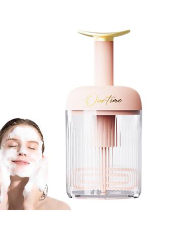 Virtcooy Foam Maker for Face Wash - Type Rotating Facial Cleanser Foaming Bottle Automatic Rebound - Detachable Facial Cleansing Tools for Travel Household Fine Foam Deep Cleansing Pink