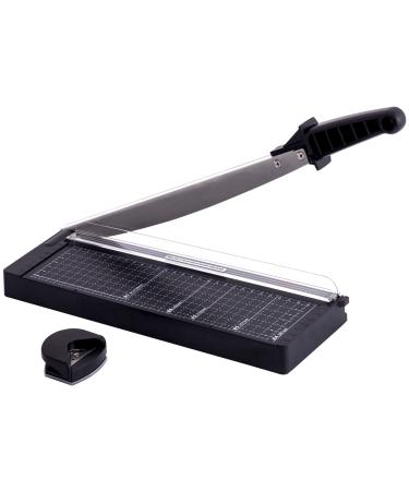 TIANSE Paper Trimmer-12 8 to 12 Sheet Capacity, Paper Cutter Guillotine- with Safety Blade Lock Heavy Duty Metal Base Paper Cutting Board for Home, Office,School-Black