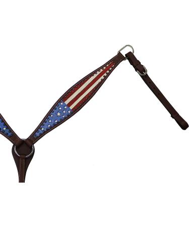 Tahoe Tack Patriotic American Flag Leather Western Breast Collar - Full Horse Size - Buy Online on SooperMarket.com