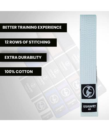 KOMBAT Jiu Jitsu BJJ Premium Belts | Pro Grade with Sleeve Bar & Ranking Stripes | Durable A5 White | IBJJF Competition Approved - Buy Online on SooperMarket.com