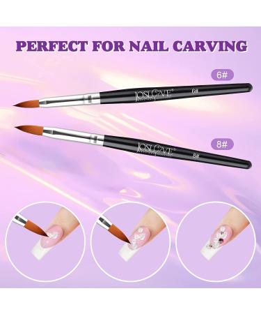 JOSLOVE Kolinsky Acrylic Nail Brush 2PCS Set - Size 8 | Pure Sable Hair, Wooden Handle for Acrylic Powder Application - Buy Online on SooperMarket.com