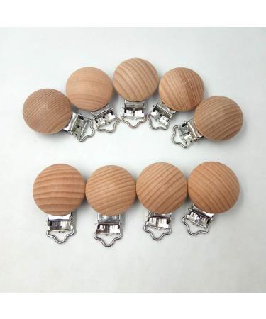 Natural Beech Wood Pacifier Clips Teething Toy - Set of 10 | DIY Wood Teether Toys - 3.0cm - Buy Online on SooperMarket.com