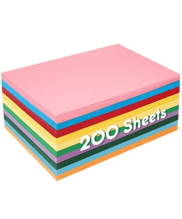 3 otters Construction Paper Pack 200Sheets Heavy Duty Construction Paper Color Copy Paper for Crafts & Art A4 10 Assorted Colors