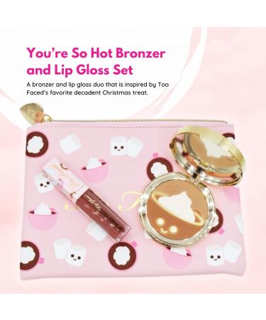 Too Faced Hot Cocoa Bronzer & Lip Gloss Set with Makeup Bag - Christmas Cocoa Lip Gloss & Face Bronzer Combo - Buy Online on SooperMarket.com