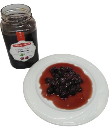 KORAKIS-MARINOS | Greek Sweet Fruit Preserve Sour Cherry in Syrup | Handmade Spoon Sweet Compote | Net Weight 950g Glass Jar - Buy Online on SooperMarket.com