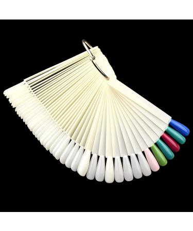 2 Sets Coffin Ballerina Fan Shape Nail Art Tips Display with Metal Split Ring Holder - NT082 (Natural) - Buy Online on SooperMarket.com