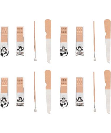 Stainless Steel Nail Clippers Set 4 Set Nail Clippers Beauty Tools Includes Ear Spoons and Nail Files with Pink PU Storage Bags for Grooming Manicure - Buy Online on SooperMarket.com