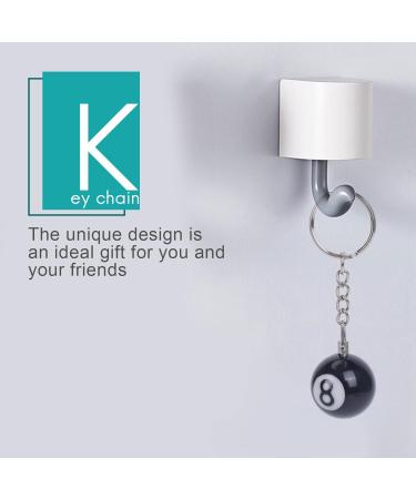 Aboiledy 2 Pieces Billiard Ball Keychain Creative Black 8 Ball Key Ring for Happiness | 25mm Plastic Keychain for Pool Enthusiasts - Buy Online on SooperMarket.com