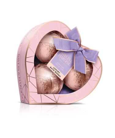 Baylis & Harding Jojoba Vanilla & Almond Oil Luxury Bath Bomb Heart Trio Gift Set (Pack of 1) - Vegan Friendly