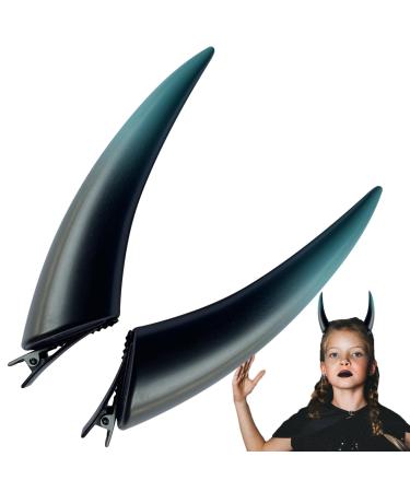 TROONZ Ghost Forehead Horns Halloween Cosplay Costume Headwear Accessories - Women Demon Vampire Headpiece Halloween Devil Hair Clips Devil Horns Devil Costume Blue