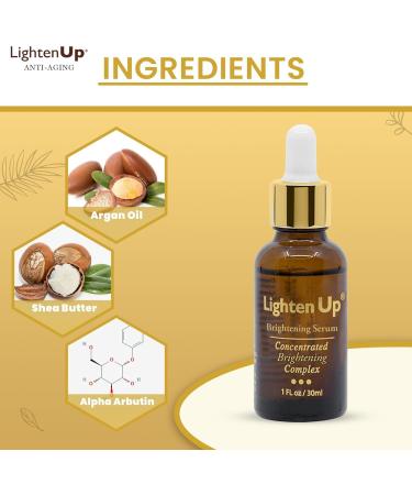 LightenUp Skin Brightening Serum - 30ml / - with Argan Oil Shea Butter and Alpha Arbutin - Buy Online on SooperMarket.com