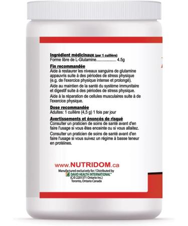 Nutridom L-Glutamine Powder 4 500 mg Fermented Plant Based Unflavoured Vegan Amino Acid Supplement for Gut Health & Immune Function Gluten free Soy free and Dairy free 60 Servings 300 g - Buy Online on SooperMarket.com