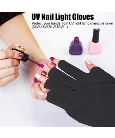 SONGQEE Anti-UV Gel Nail Lamp Gloves - Manicure Protection for Hands | Fingerless Nail Art Skin Care Gloves for Home & Outdoor Use - Black - Buy Online on SooperMarket.com