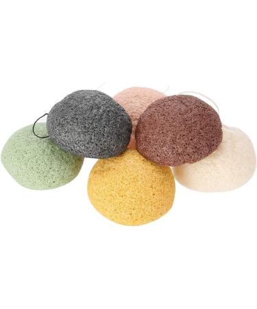 Filfeel 6-Piece Konjac Facial Sponge Set - Gentle Exfoliating & Cleansing Sponges for Skin Care - Round Shape - Buy Online on SooperMarket.com