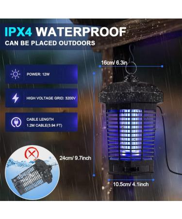 Electric Bug Zapper Mosquito Killer IPX4 Waterproof Insect Killer 3200V Insect Fly Trap Bug Killer Fly Zapper for Indoor Outdoor Backyard Patio Home - Buy Online on SooperMarket.com