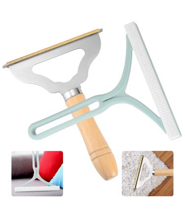 2pcs Manual Portable Fabric Shaver, 1 Metal Carpet Lint Scraper for Furniture Pet Hair Removal (1Buck Thick Rack Can Be Used for Years), 1 Reusable Fuzz Lint Remover Brush for Clothes Couch(No Snag)