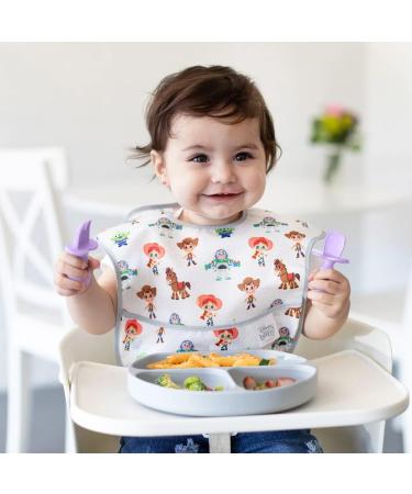 Vicloon Baby Fork and Spoon Set - 4Pcs Silicone Self Feeding Utensil for Infant, Toddler Cutlery Kit - Purple-Pink Color, Easy Grip, Ideal for Baby Weaning and Training - Buy Online on SooperMarket.com