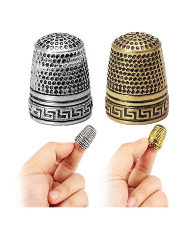 Sewing Thimble  2 Pieces Stainless Steel Sewing Tailor Finger Protector Quilting Thimble Finger Shield Ring Fingertip Quilting Craft Accessories