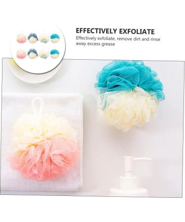 Healeved 8pcs Color Matching Bath Ball Body Scrubber Set - Natural Bath Sponges for Men and Women - Shower Poufs and Body Scrub Mitt - Buy Online on SooperMarket.com