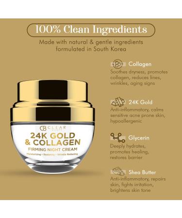 24K Gold & Collagen Night Face Moisturizer - Anti-Aging Lifting & Firming Cream for All Skin Types | Korean Skin Care Reduces Age Spots & Fine Lines Cruelty-Free - Buy Online on SooperMarket.com
