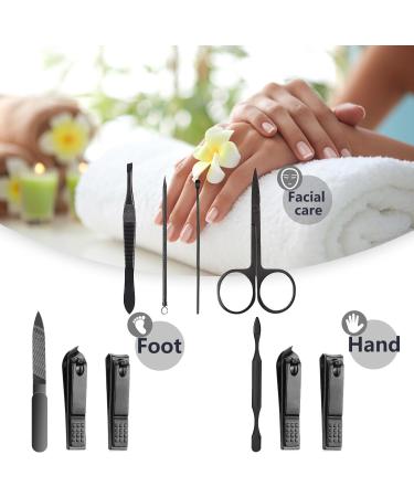 RedFlow 8 in 1 Manicure Set - Travel Nail Clipper Kit for Fingernails & Toenails | Premium Pedicure Tools (Black - Buy Online on SooperMarket.com