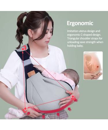 HINATAA Breathable Baby Sling | Adjustable Baby Carrier Wrap for 0-36 Months | Quick Dry & Thick Shoulder Straps | Grey - Buy Online on SooperMarket.com