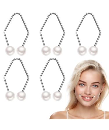 Dimple Maker 5 pieces Natural Smile Trainers Tool Dimple Trainer for The Face Natural Dimple Maker Cheeks Easy to Wear and Develop Natural Dimples for Women Girls (Silver)