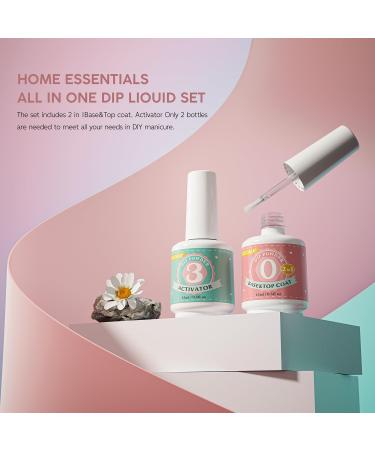 Buy Dip Powder Liquid Set - 2 in 1 Base & Top Coat Fast Dry Activator for French Nail Art & Manicure - Perfect for Beginners | International Shipping - Buy Online on SooperMarket.com