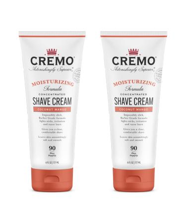 Cremo Coconut Mango Moisturizing Shave Cream, Astonishingly Superior Ultra-Slick Shaving Cream for Women Fights Nicks, Cuts and Razor Burn, 6 Fl Oz (2 Pack)