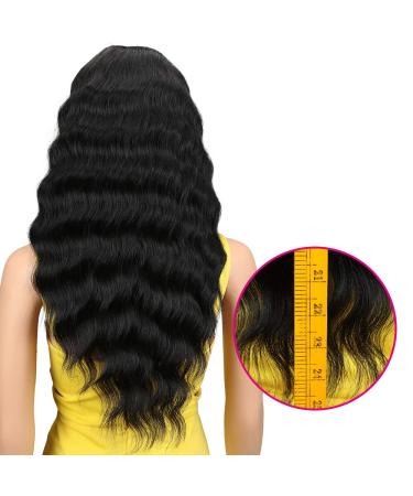 JOEDIR PERCOIS Lace Front Wigs 60cm - Long HD Transparent Synthetic Wig for Women - 130% Density Black Hair - Buy Online on SooperMarket.com