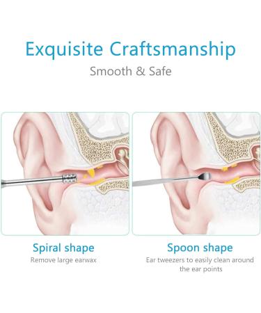 Professional 2 Sets Ear Pick Kit | Metal Spatula & Cleaning Tweezers | Ear Wax Picking Tools for Spiral Ear Spoon | Ear Wax Scoop Cleaner - Buy Online on SooperMarket.com
