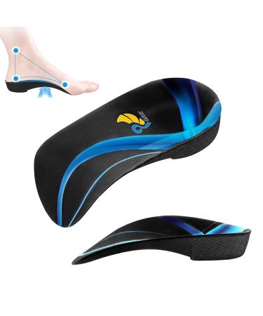 Plantar Fasciitis Insoles QBK 3/4 High Arch Support Insoles for Women and Men Memory Foam Insoles for Flat Feet Supination Arthritis Metatarsalgia and Foot Pain Relief L L: 8.5-10.5