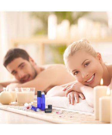 Alledomain 10Pcs 10ml Essential Oils Roller Bottles - Cobalt Blue Glass Rollers with Stainless Steel Balls | International Shipping Available - Buy Online on SooperMarket.com