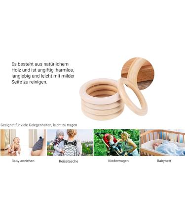 Akozon Baby Teether Toys - 10pcs Natural Wooden Teething Rings & Bracelets | Safe Baby Teething Accessories | Ideal DIY Craft - Buy Online on SooperMarket.com