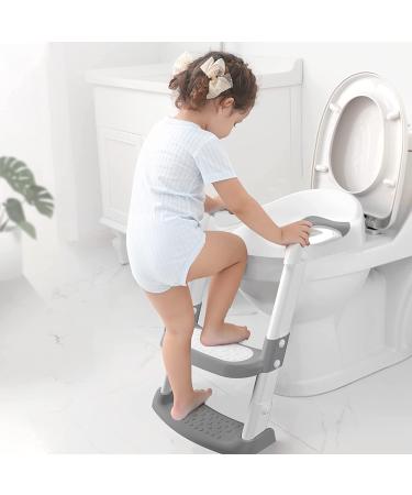 Potty Training Seat with Step Stool Ladder - Gentle Monster Toddler Toilet for Boys Girls - Foldable & Comfortable Chair with Anti-Slip Pad (Grey) - Buy Online on SooperMarket.com