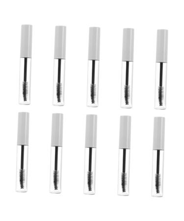 PLAFOPE 10pcs Eyelash Tube Eyelash Mascara Eyelash Brush Tubes Clear Mascara Tube Cosmetic White Plastic