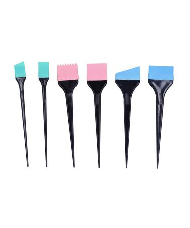 Silicone Hair Dye Brush 6 Piece Set for Hair Treatments and Home Coloring Brushes