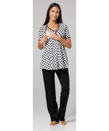 HAPPY MAMA Women's Maternity Nursing 3pcs Nightwear Set - Black Hearts & Black - Buy Online on SooperMarket.com