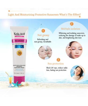 Relief Sun Organic Sunscreen SPF50 - Lightweight Oil-Free Kojic Acid & Collagen Face Cream for Acne Prone Skin - Non-Greasy Moisturizer for Face & Body (50ml - Buy Online on SooperMarket.com