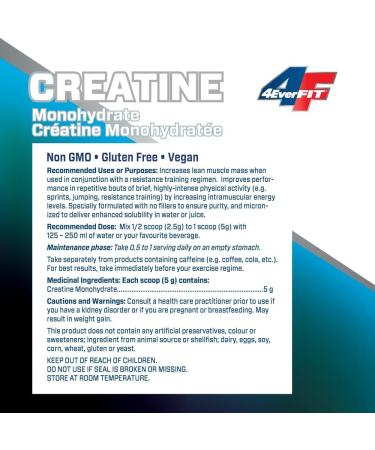 4EverFit 100% Pure Micronized Creatine Monohydrate - 300g - Buy Online on SooperMarket.com