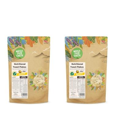 Wholefood Earth Nutritional Yeast Flakes (Nooch) 125g | Dairy Free | Fortified with B12 | GMO Free (Pack of 2) 125 g (Pack of 2)